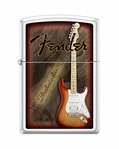 Zippo Lighter: Fender Stratocaster Guitar - White Matte No Sales Tax - Click Image to Close